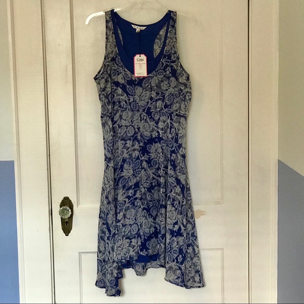 NWT CAbi Double Dress Calf Length Flower Pattern